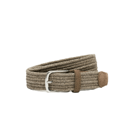John Henric Cotton Solid Braided Belt W/ Suede Details Skärp Herr Brun 100