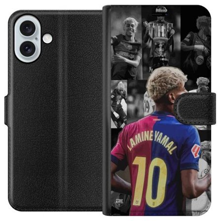 Kompatibelt Plånboksfodral till Apple Apple iPhone 16 Plus Yamal FC Barcelona fotboll stjärnskott 2025