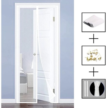 1-Stykke - Magnetisk Dørgardin med Net - Dørgardin med Net - Støjsvag og Holdbar - Hvid - 80 * 210 cm