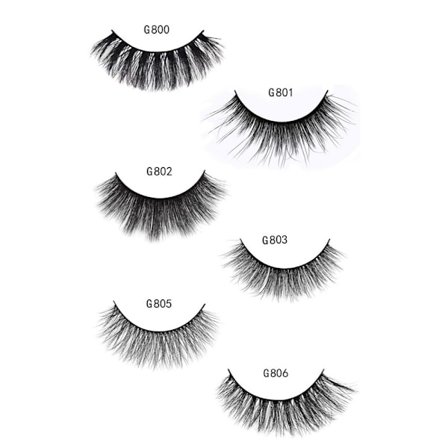 5 par falske øjenvipper - 3D faux mink - Sort