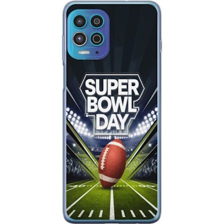Yhteensopiva Puhelinkuori Motorola Moto G100 Super Bowl Day juliste, jossa amerikkalainen jalkapallo valaistuksella varustetulla areenalla dramaattise
