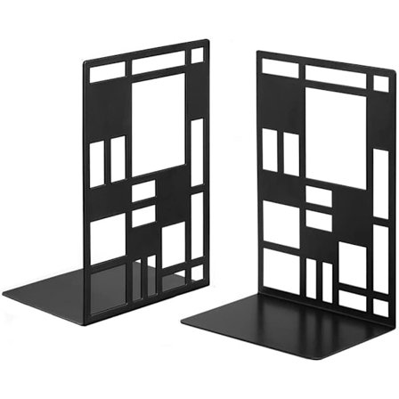 Par dekorative bogstøtter, metal bogstøtter, skridsikre bogstøtter, til kontor, bibliotek abstrakt design bogreol stopper, Bl