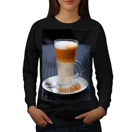 Latte Kaffe Foto Mat Kvinnor Blacksweatshirt