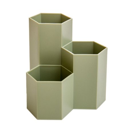 Hexagonformad Diamant Pennahållare Skrivbordstillbehör för Studenter Mörkgrön