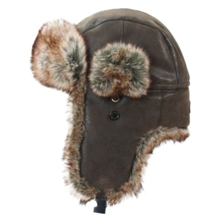 Avignon Flaps Hat Synthetic Leather Unisex beanies Brown 58