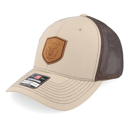 Iconic - Beige trucker Cap - Bear Shield 112 Split Khaki/Coffee Trucker @ Hatstore