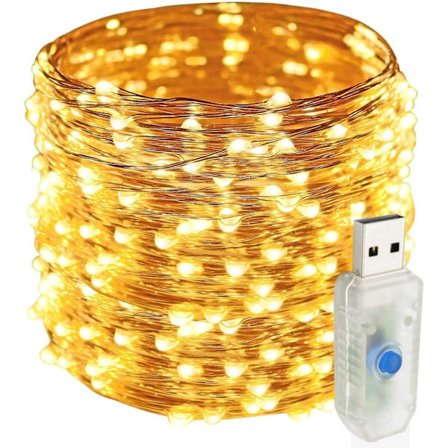 20m 200 LED Lyskæde, 8 Tilstand Vandtæt USB Fe Lys, Varm Hvid Lys