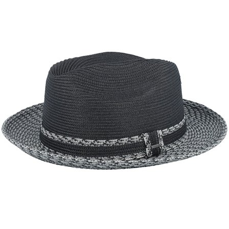 Bailey - Mannesroe Black/Charcoal Multi Straw Hat Straw Black Hat - @ Hatstore