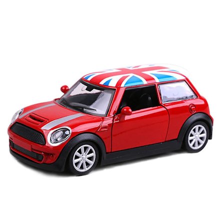 1:32 Legering Mini Cooper -flagga Bilmodell Dekoration Prydnad Diecast Samlarbil Leksak Fordon Prydnad Souvenir Gåva