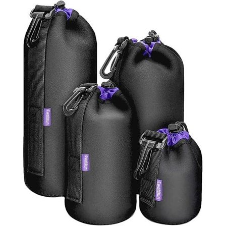 Kameraväska, Cwatcun 4-pack objektivväska med tjockt skyddande neopren, för Canon, Nikon, etc. kameror, DSLR/SLR-objektiv
