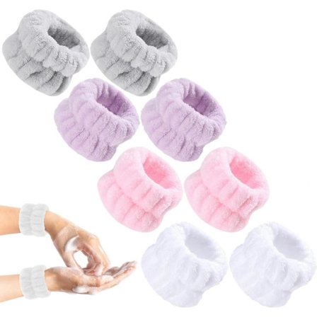4 Par Håndledsvaskebåndsæt, Mikrofiber Håndleds Svedbånd Damer Bløde Håndledsband, Ansigtsvaske Håndledsband Spa Håndklæde