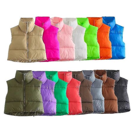 Dame Vinter Crop Vest Lett Ermeløs Varmt Yttertøy