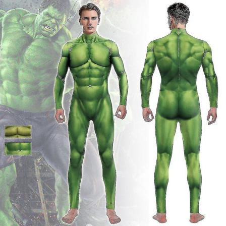 Superhjälte Bruce Banner Hulk Muscle Tights Jumpsuits Kostym Män Kvinnor Halloween Party Performance Zentai Bodysuit M B142-343