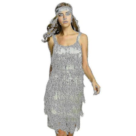 Upea 1920-luvun Charleston-tyylinen naisten mekko, harmaa, koko XXXL