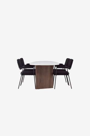 Venture Home - Ruokailuryhmä Grönvik ja tuolit Yesterday, 4 kpl - Valkoinen - Ruokailuryhmät - - Homeroom