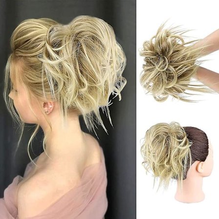 Pjusket Updo rodet Bun Hairpiece Hair Extension Hestehale med elastisk gummibånd Updo Hestehale Hairpiece Syntetisk Hair Extensions Scrunchies Ponytai