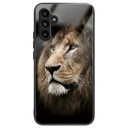 For Samsung Galaxy A55 5G Herdet Glass Deksel TPU Ramme Mønster Beskyttende Telefon Deksel