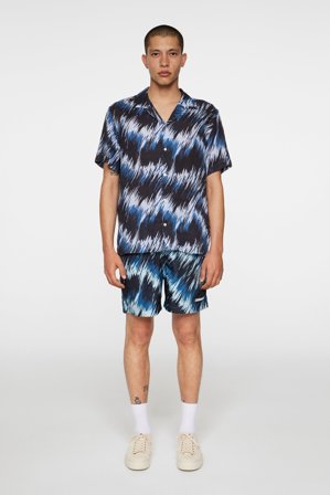 J.Lindeberg - Elio Linen Printed Shirt - Fashion - Blue - Men - M