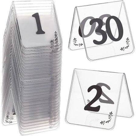30 stk. akryl telt bordnumre 1-30 dobbeltsidet bordnumre skilte nummer bord telt akryl numre kort skilte til bryllupsfest banketter recept