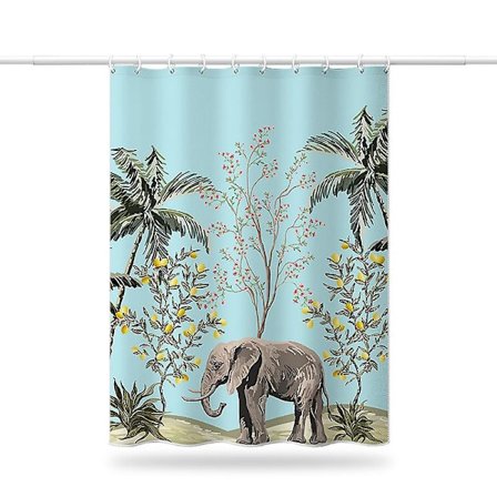 1 st Duschdraperi Växt Elefant Träd Bad Gardiner Anti Mögel Vattentät Polyestertyg Badrum Gardiner 180x180cm