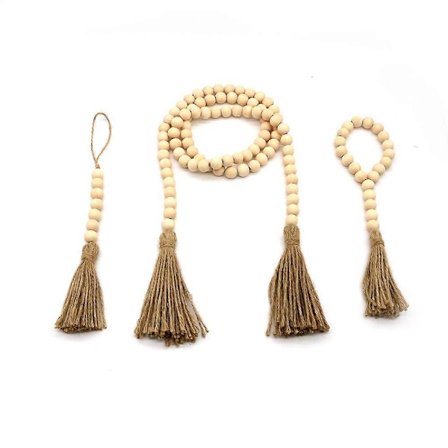 3-delars set med träpärlblomma ring hem tofsdekoration