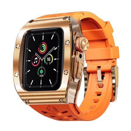SHELLBOX Apple Watch 44mm Armband Silikon Metal - Orange/Rosa