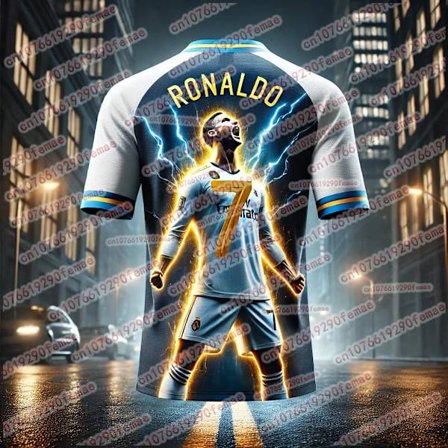 Klassisk fotbollsspelare Ronaldo Mode 3D-tryckt Fan Minnes T-shirt Utomhussporter Andningsbar Snabbtorkande Tröja