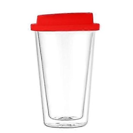 350ML Dobbeltvægget Glas med Silikonelåg Isoleret Tumbler Rejse Varm Kold Drik Te Mælk Høj Borosilikatglas Kop Kaffekrus