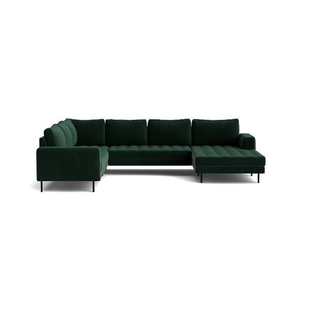 Rouge U-Form Sofa, rechts, Letto Dunkelgrün, minimalistisches Design, hoher Komfort, modernes Wohnzimmer Sofa, Stoffbezug, 89cm Höhe