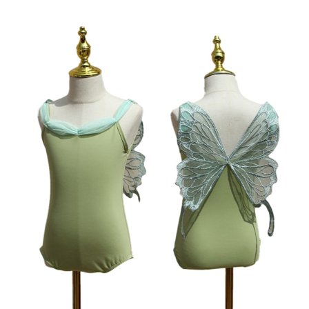 Jente-tutu med sommerfuglvinger for gymnastikk og ballett