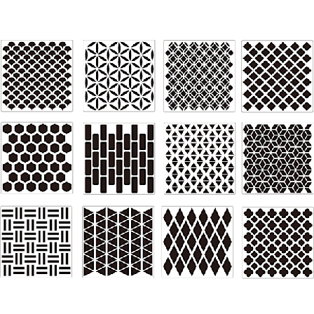 12 kpl Uudelleenkäytettävät maalauspiirustusstensiilit Mandala Dotting -mallisarjat