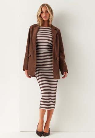 BUBBLEROOM-Long Sleeve Midi Dress-M