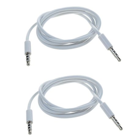 2x Ny 4-polig 1m 3,5mm hane-hane kontaktkabel Inspelningsbil Aux ljudsladd Hörlurar