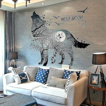 3D Glow In The Dark Wallpaper Luminous Wolf Moon Wall Stickers Bedroom Decorative Diy Mural Home
