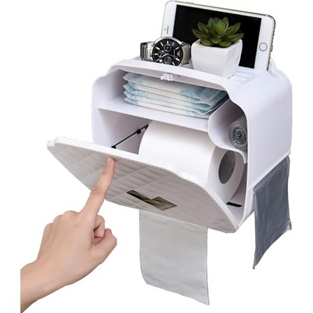 WC-paperiteline, seinään asennettava WC-paperiteline, vedenpitävä/pölytiivis paperiannostelija ja rullateline - kylpyhuone/WC (valkoinen)-