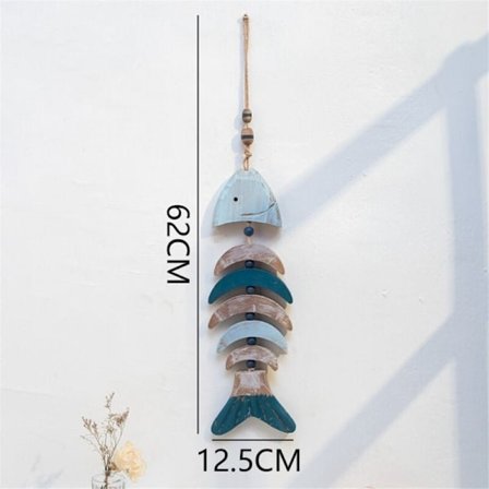 Trä fisk dekor hängande fisk hand snidad fisk väggdekor för nautiska tema strand-sjö hus hängande prydnad B