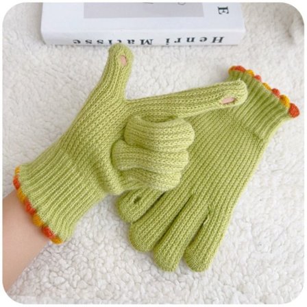 Full Finger Handsker Strikkede Stretch Handsker GRØN