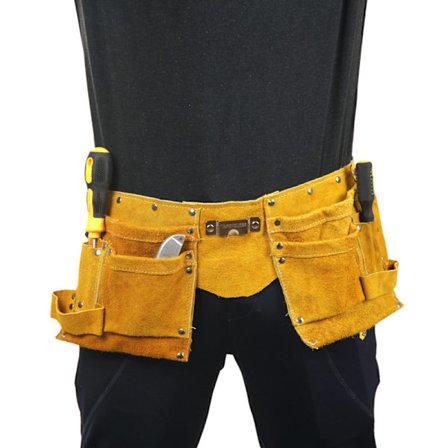 High-Quality Leather Tool Belt with 11 Pockets, Adjustable Nylon Belt, Father's Day Gift for Handyman, Carpenter, Woodworker