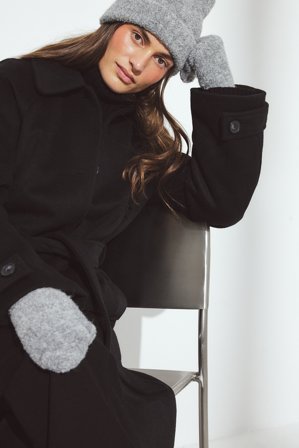 NA-KD Knitted Bouclé Look Mittens - Handschuhe - Grau - One Size