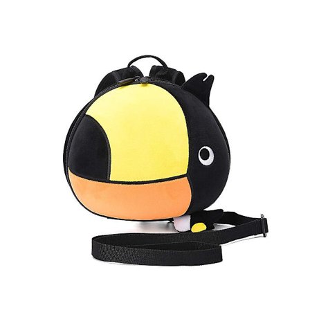 Rygsæk med snor til småbørn, sele til børnerygsæk, sød dyre-rygsæk til børn, lille rygsæk til børnehavebørn (Tukan)