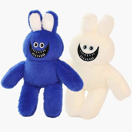 Easter Poppy Playtime Bunny -pehmolelu, Huggy Wuggys -pehmolelut lahjoiksi, halailutyynykaveri pelin faneille 15,7 tuumaa (2 kpl valkoinen+sininen)