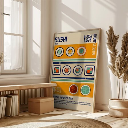 Sushi Japanese Food Print Poster 50x70 cm