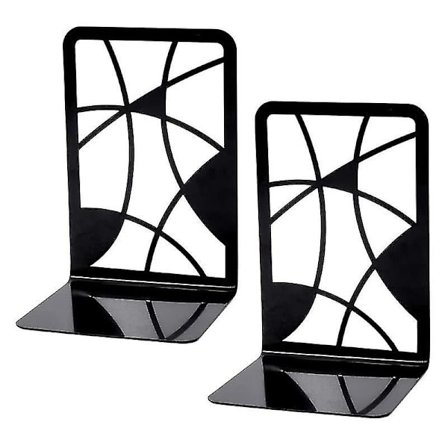 1 Par Sorte Metal Bogstøtter Hullet Ud Bog Stativer Letvægts Holdbare Bog Holdere