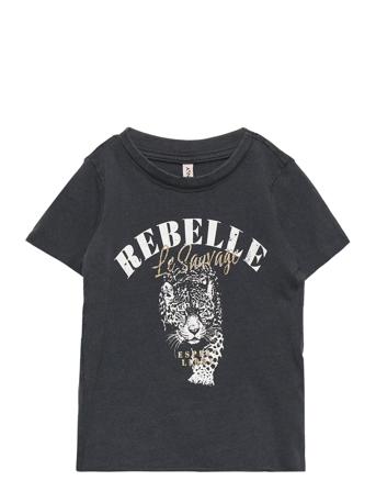 Kmglucy Fit S/S Rebelle Top Box Jrs T-shirt Sort Kids Only