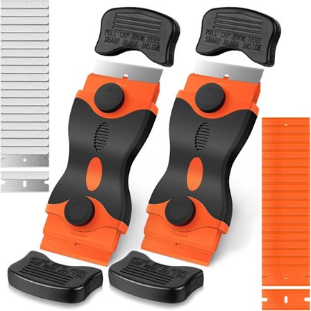 Set med 2 skrapor, dubbelhuvud, stabil hällskrapa med 40 reservblad, skrapa, köksskrapa, hällskrapa, rengöringsskrapa, spis, glas