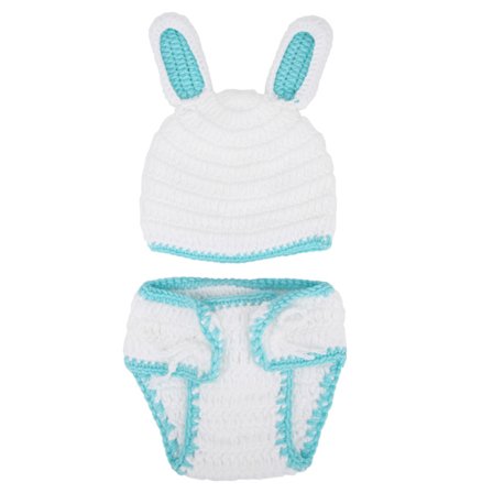 Blå Kanin Kostym Hatt Byxor för Nyfödd Baby Fotografering 0-6 Månader