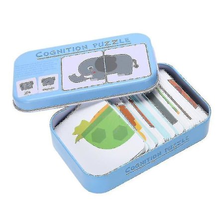 Kognisjonspuslespill for barn 1-6 år - Jernbokskort med matchende spill, kognitive kort, kjøretøy, frukt, dyr
