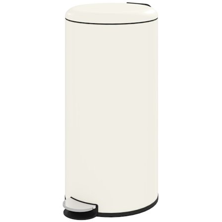Rootz Trash Can 30L - Pedal Bin - Stain Resistant Bin - Hands -Free Use - 36cm x 30cm x 63,5 cm - White