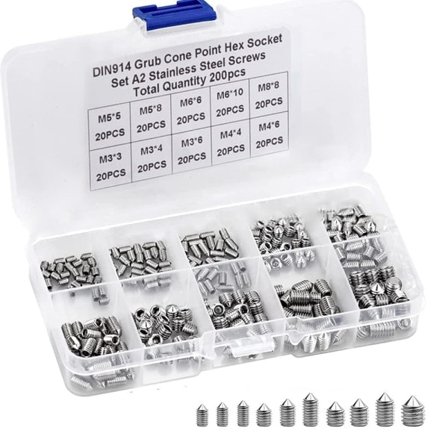 200 stk hodede hekseskruer M3 M4 M5 M6 M8 rustfritt stål hekseskruer stanseskruer dørhåndtaksskruer assorterte skruer