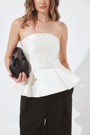 NA-KD Bandeau Peplum Top - Tubetop - OffHvid - EU 36